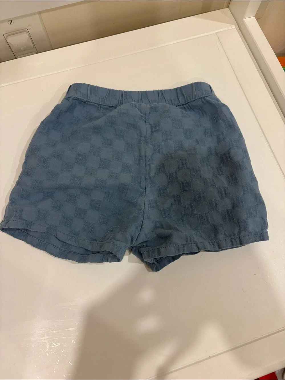 cloud island Blue Check-Textured Cotton Blend Toddler Shorts